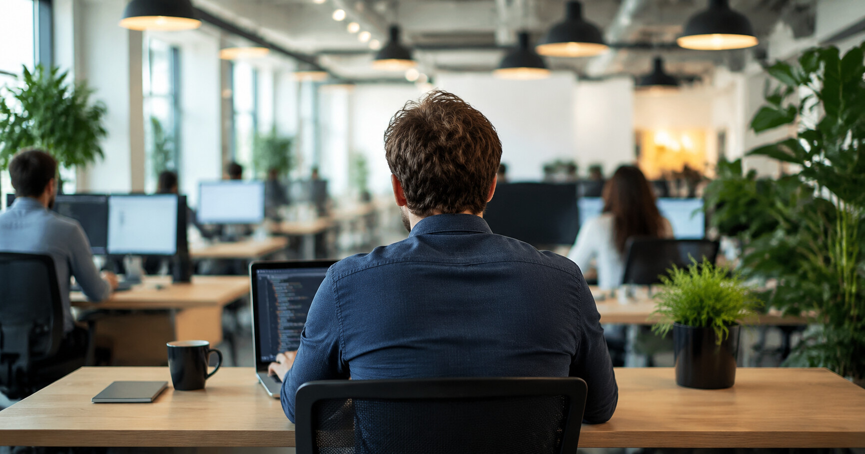 Développeur travaillant dans un espace de travail moderne