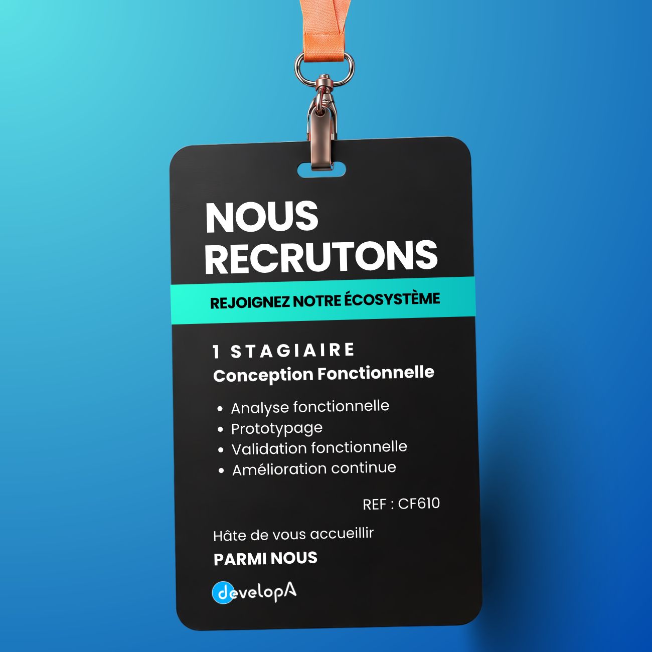 DevelopA recrute : 1 Stagiaire en Conception Fonctionnelle - REF : CF610